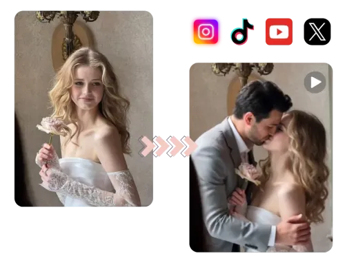 AI couple drop generator: Single cat photo transformed into two cats interacting, via ‘Generate’ button.