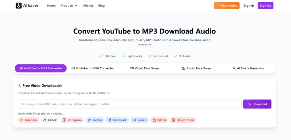 Step 2: Visit AISaver's YouTube to MP3 Converter