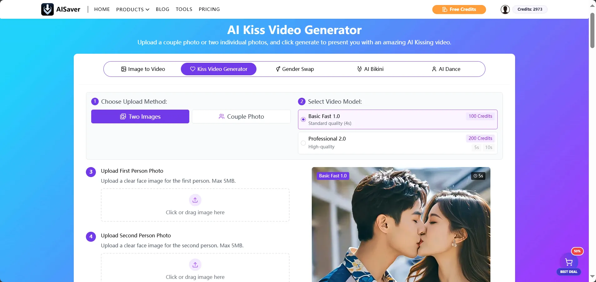 Kiss Video Generator