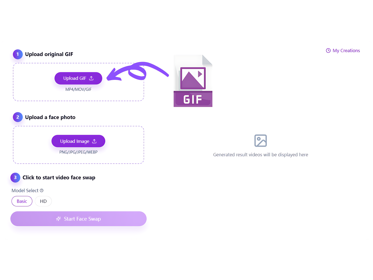Upload GIF and Face Image